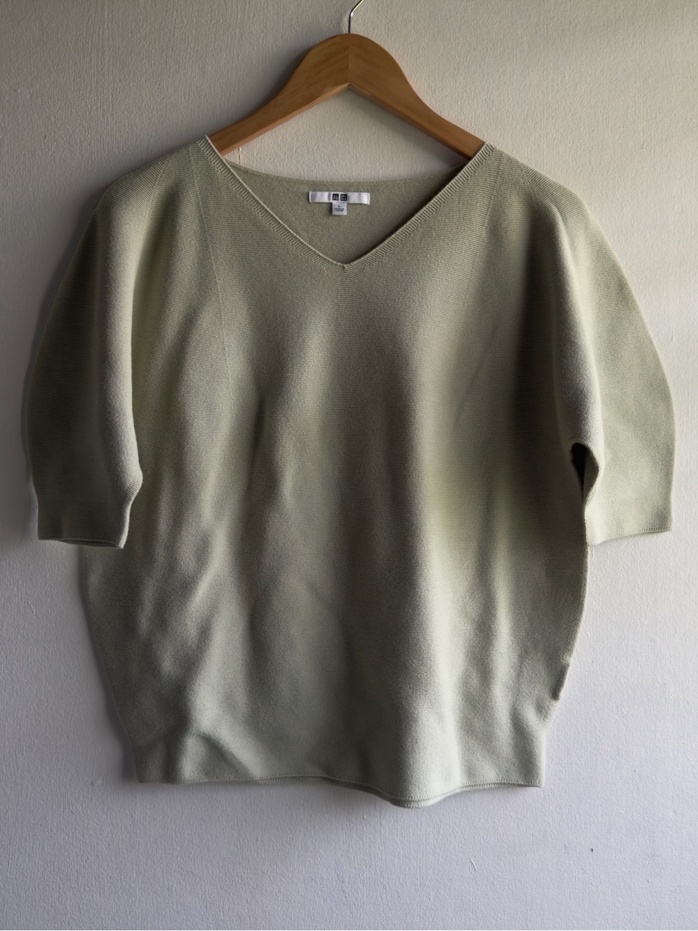 Uniqlo Sage Green Cotton Knit Sweater Dolman Sleeve L